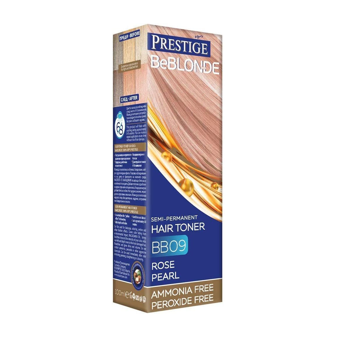 Уцінка! Безаміачний відтіночний бальзам для волосся Vip's Prestige BeBlond Semi-Permanent Hair Toner BB09 Rose Pearl, 100 мл